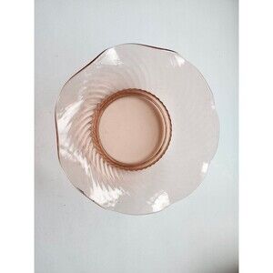 Pink Depression Glass Bowl Candy Dish Swirl Design Vintage 7 Inch Diameter